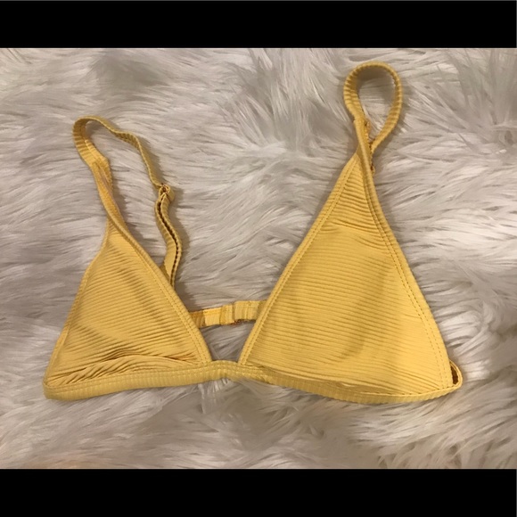 yellow ribbed bikini top
